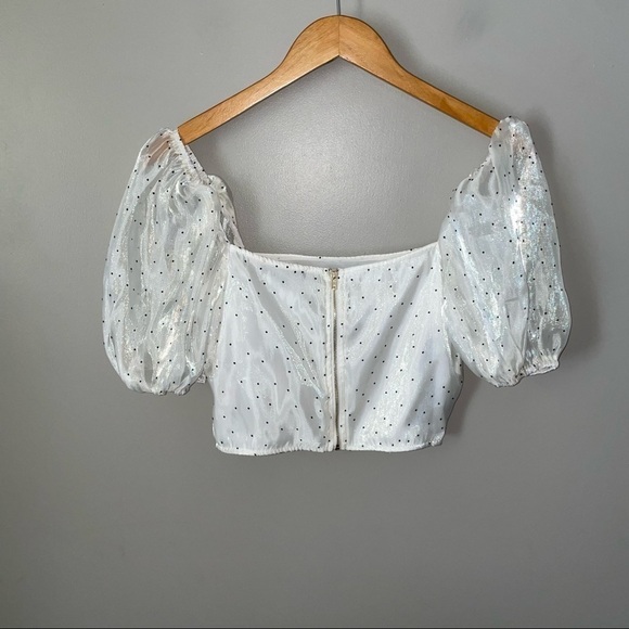 NWT Misguided Puff Sleeve Crop Top - Picture 9 of 10